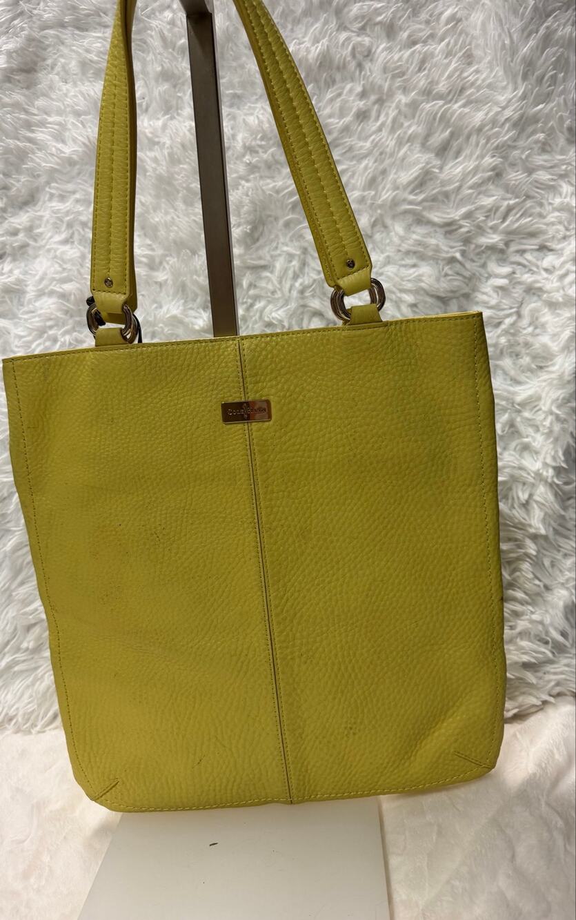 Cole Haan Village Flat Tote Lemon Ice Yellow Leather Shoulder Bag NWT